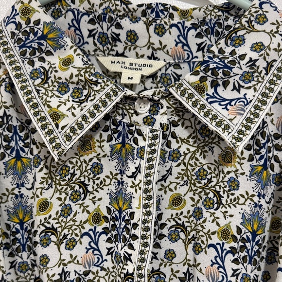 Max Studio Blue and White Patterned Midi Dress - Picture 2 of 4